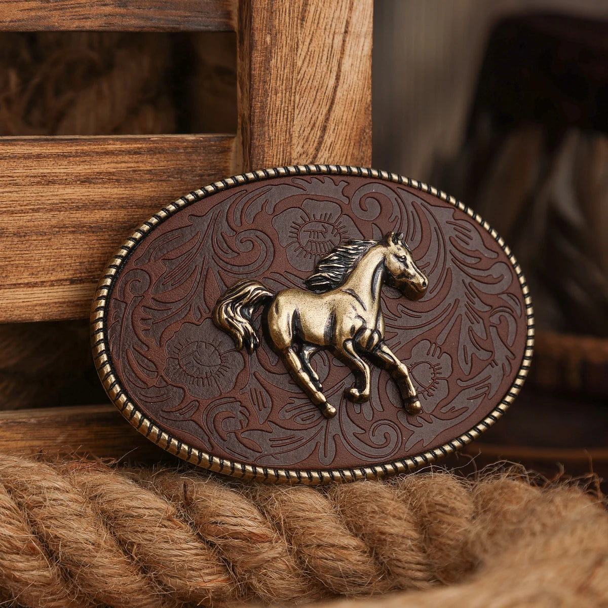 Belt Buckle – Western Cowboy Style – Horse Relief | KIMLUD