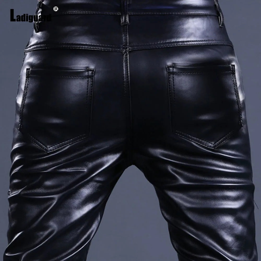 Men's Pants – Rock Style – PU Leather | KIMLUD