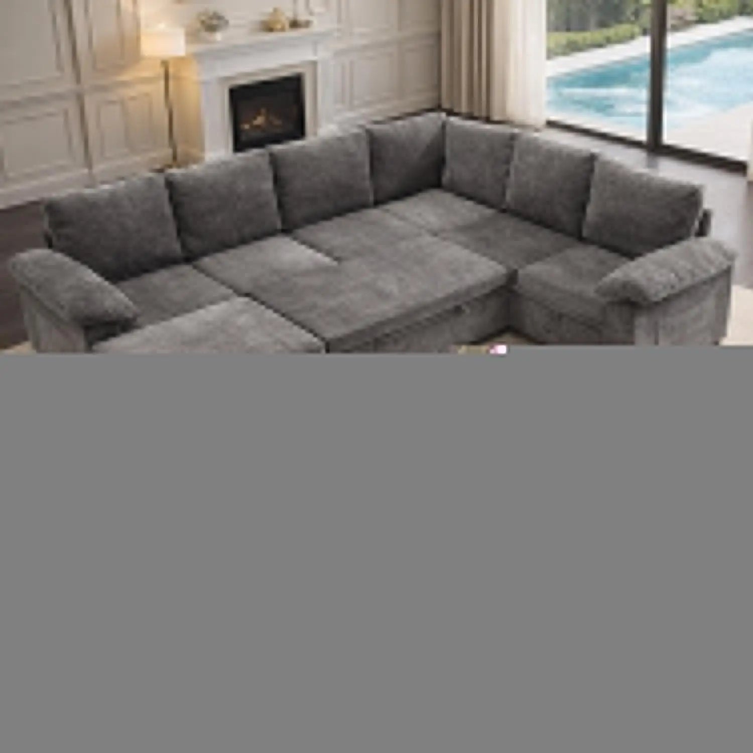 L-Shaped Sectional Sleeper Sofa With Storage — Cream-Beige | KIMLUD