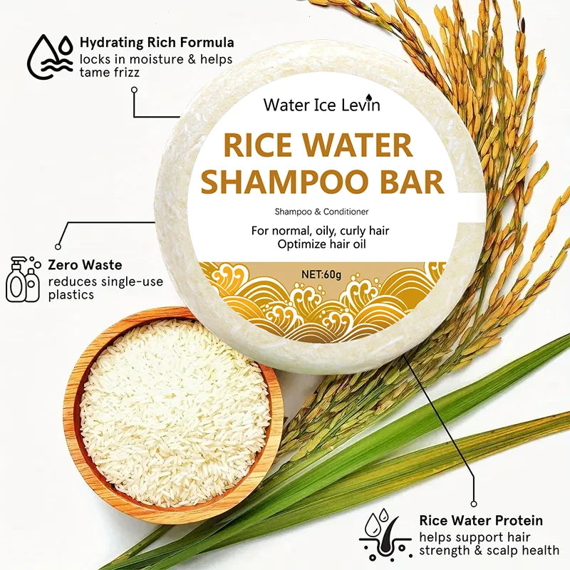Rice Water Shampoo Bar Oil Free Conditioning With Protein Nourishing Anti-Loss Hair Growth — Ivory | KIMLUD