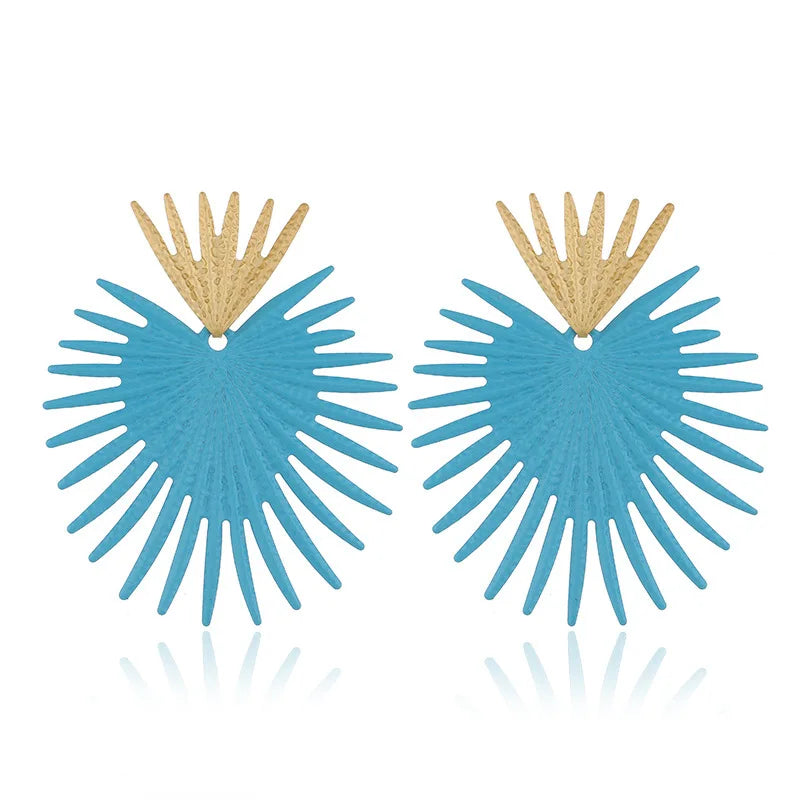Drop Earrings Exaggerated Metal Tassel Long — Blue | KIMLUD