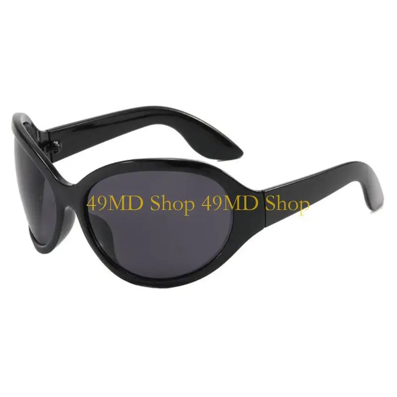 Punk Y2K Wrap Around Sunglasses With UV400 Protection And High Gloss Finish — Black | KIMLUD