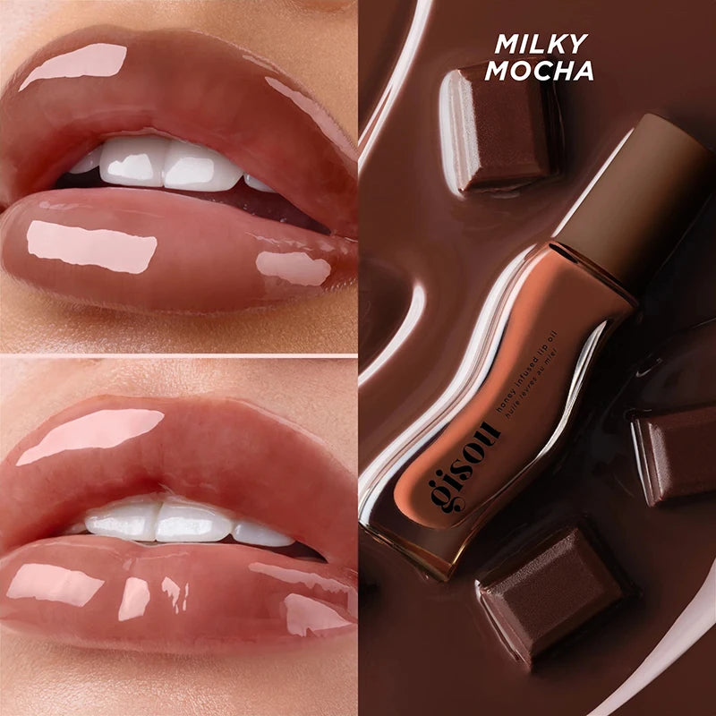 Glazed Lip Balm Lip Oil Gloss Hybrid Nourishing Honey-Infused Shine — Plum | KIMLUD