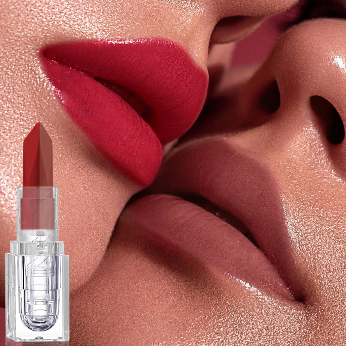 2-Color Matte Lipstick Non-Fading Non-Stick Cup Long-Lasting Velvet Finish Smooth Matte Lip Color Waterproof Smudge-proof