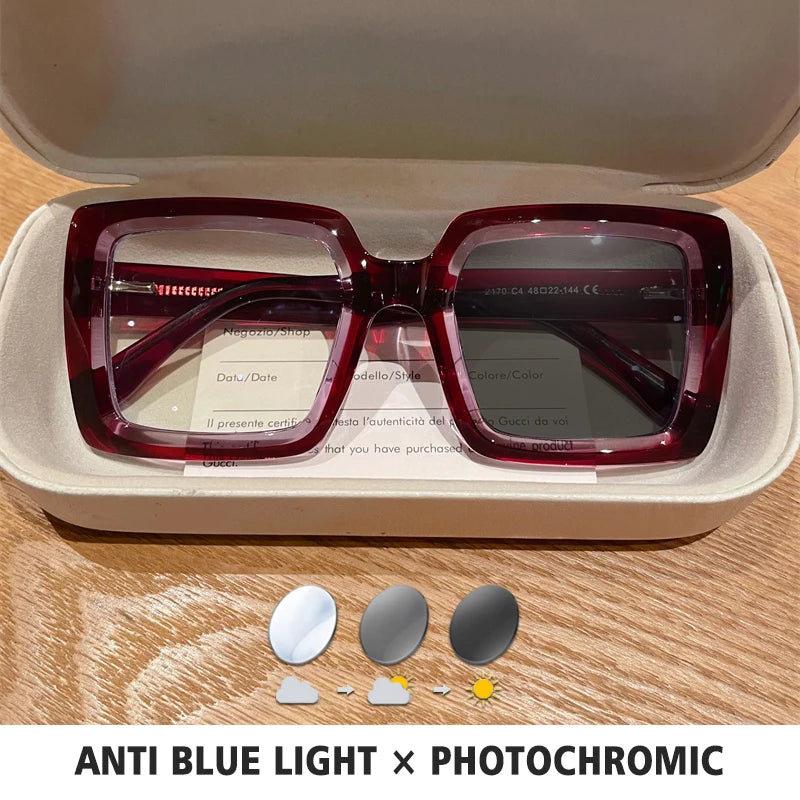 Square Photochromic Reading Glasses — Clear | KIMLUD
