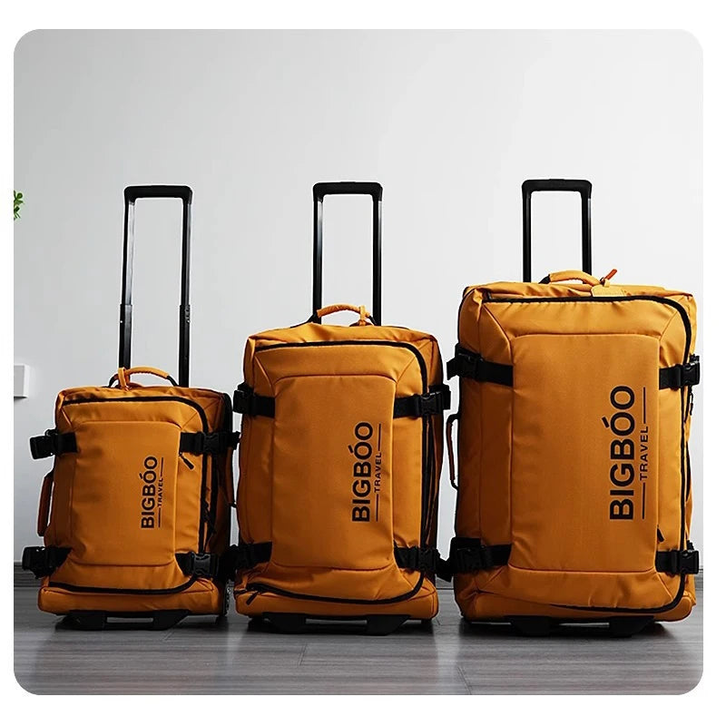 Oxford Cloth Luggage Trolley Bag Ultra-Lightweight — Color-Block | KIMLUD