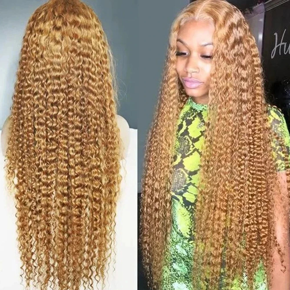 Remy Vietnamese Lace Front Wig — Loose Curly Deep Wave Honey Blonde | KIMLUD