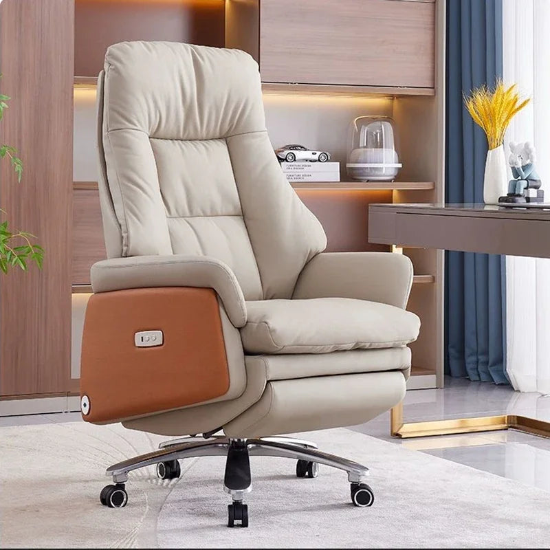 Ergonomic Chair Intelligent Electric Massage With Adjustable Lumbar, Popout Headrest — Taupe | KIMLUD