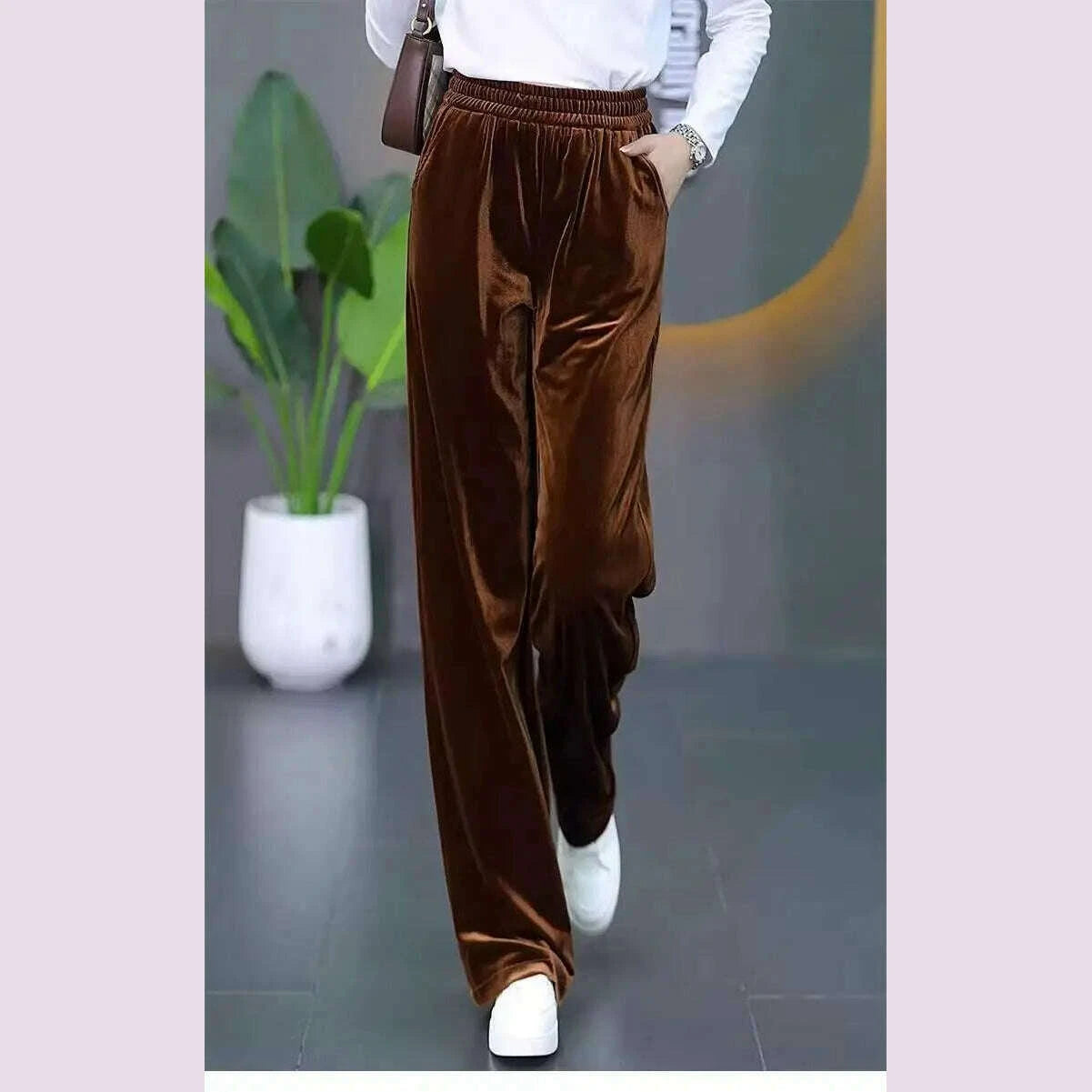 korean-fashion-women-pleuche-pants-autumn-winter-elastic-high-waist-solid-pockets-loose-office-lady-straight-wide-leg-trouserskimlud-womens-fashion-34628621
