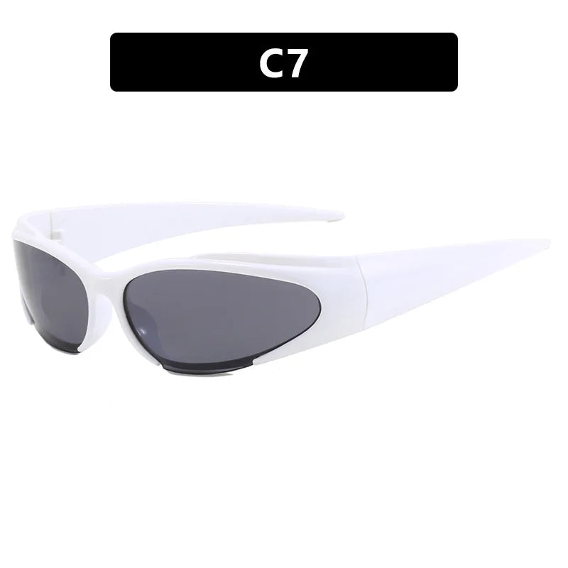 Women Retro Brand Design Fashion Shades Punk Sun Glasses Classic Wrap Around Y2k Sunglasses for Men Outdoor Sports Goggles - KIMLUD