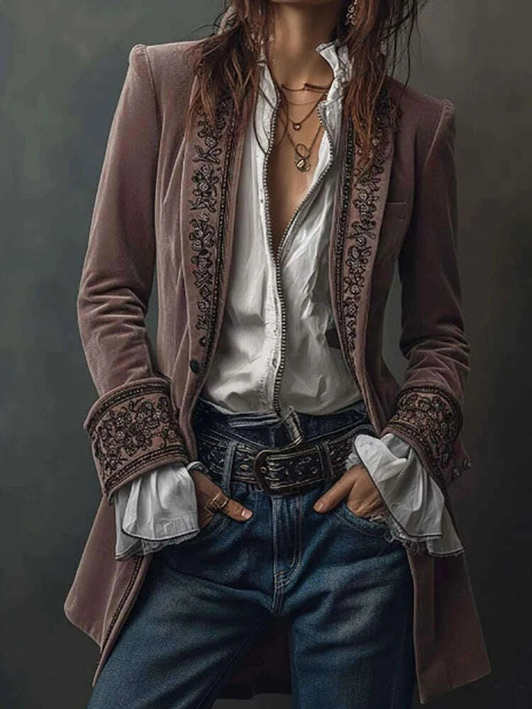 KIMLUD, New V Neck Patchwork Elegant Chic Jackets, Women Spring Autumn Long Sleeve Fashion Coat, Casual Simple Ladies Cardigan Outerwear, KIMLUD Womens Clothes