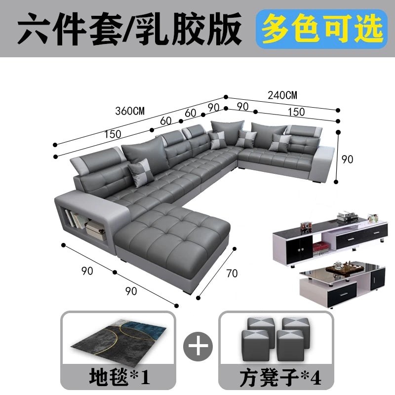 Latex Nano Three-Proof Fabric Sofa Modern Living Room — Slate Grey | KIMLUD