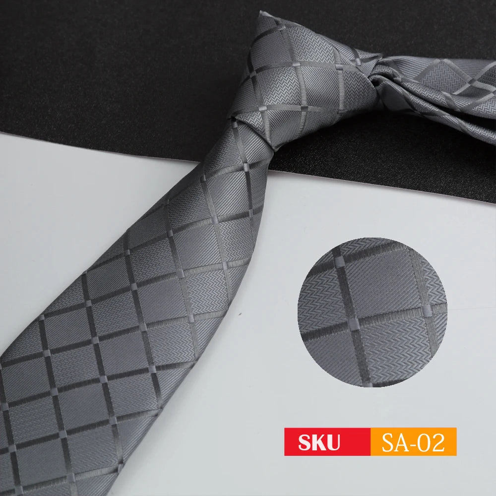 KIMLUD, Luxury 8CM Mens Ties Necktie Solid Twill Stripes Plaids Ties For Man Groom Neck Tie For Business Party, KIMLUD Womens Clothes