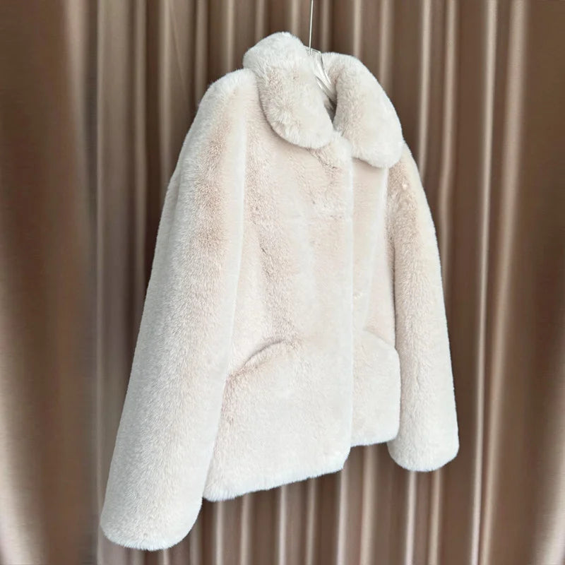 Women's Coat – Long Loose Silhouette – Cotton – Brown | KIMLUD