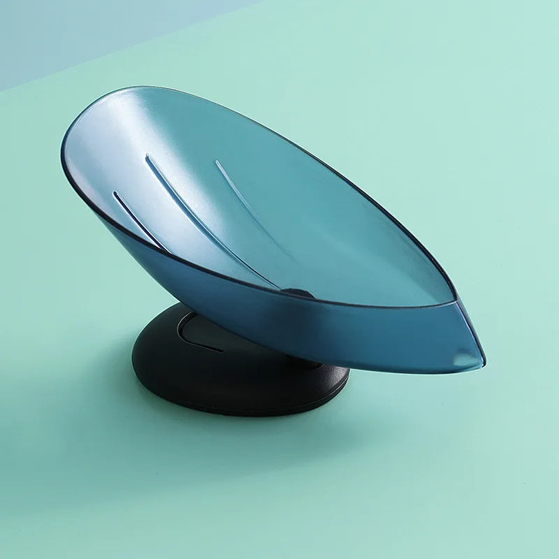 Leaf-Shaped Clear Plastic Soap Dish With Drain — Clear | KIMLUD