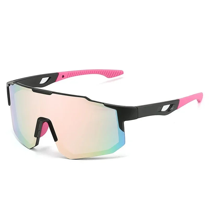 Wraparound Polycarbonate Cycling Sunglasses Big-Frame Silhouette — Black | KIMLUD