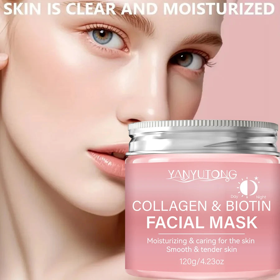 Collagen Peel Mask, Biotin Collagen Wrap Mask Day and Night, Deep Hydration, Night Care Mask Cream.