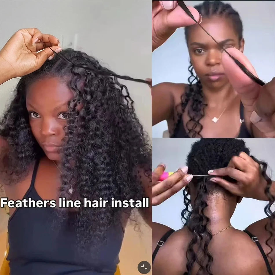 Crochet Hair Extensions - Deep Wave - Remy Human Hair Bundles | KIMLUD