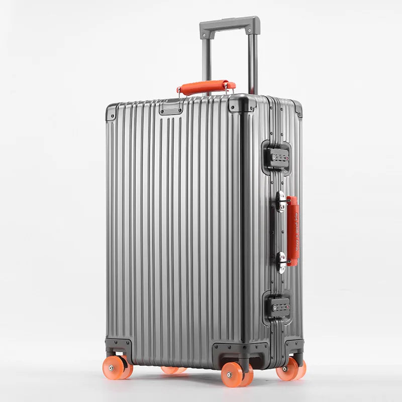 Women Men 2025 New Aluminum Suitcase 20"inch Carry on Rolling Luggage 29inch Trolley Case With Wheels