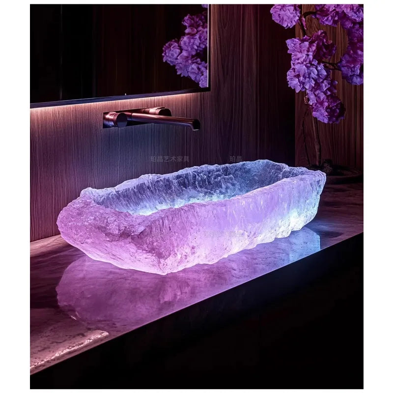 Resin dream crystal stone wash basin custom sales office model room bathroom single basin art table basin