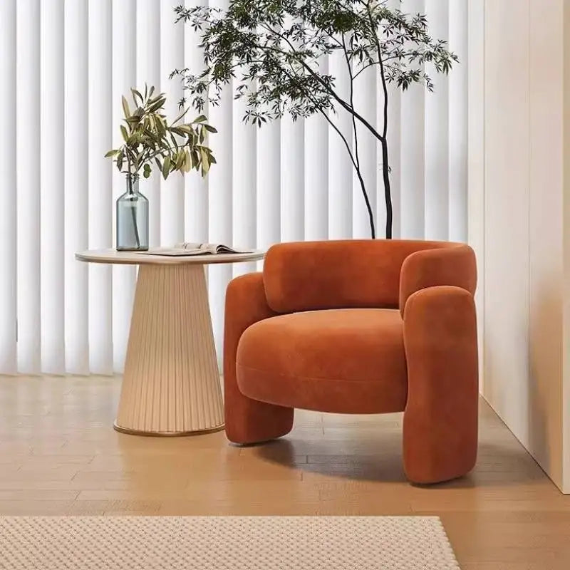 Moroccan-Inspired Minimalist Lounge Chair With Wood Frame And Baby Fleece — Mint Green | KIMLUD
