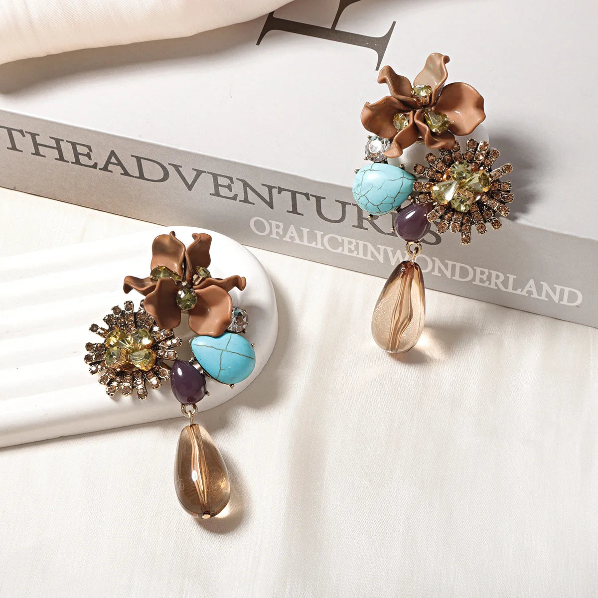 Geometric Zinc Alloy Earrings Water Drop Long — Clear | KIMLUD