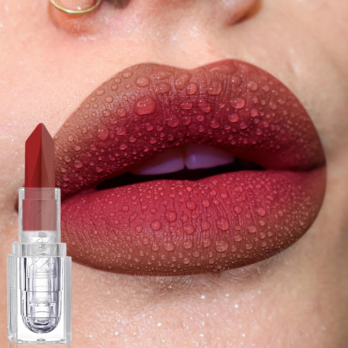 2-Color Matte Lipstick Non-Fading Non-Stick Cup Long-Lasting Velvet Finish Smooth Matte Lip Color Waterproof Smudge-proof
