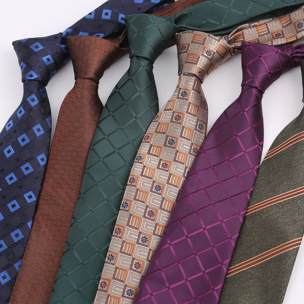 KIMLUD, Luxury 8CM Mens Ties Necktie Solid Twill Stripes Plaids Ties For Man Groom Neck Tie For Business Party, KIMLUD Womens Clothes