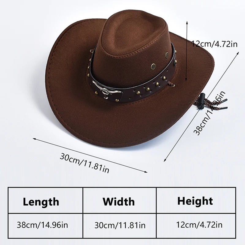 Artificial Suede Western Cowboy Hat Vintage BigEdge — Brown | KIMLUD