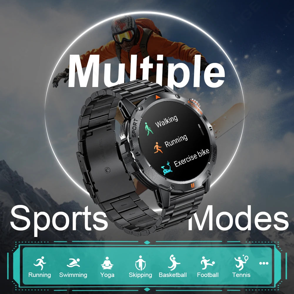 LIGE New Outdoor Compass Smart Watch 1.53'' Screen IP68 Waterproof Watches 400mAh Battery GPS Motion Trajectory For Android IOS