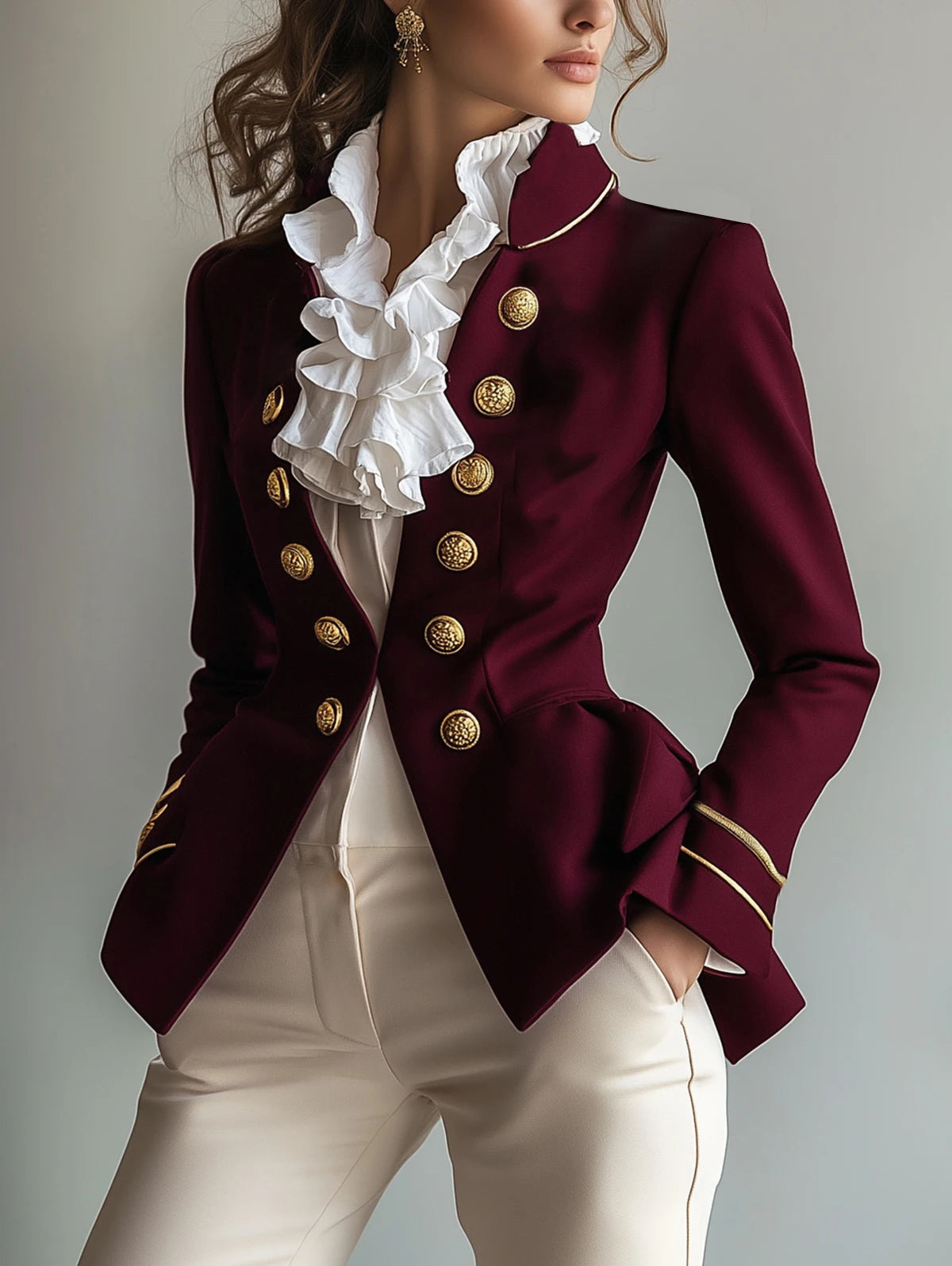 Chic Stand Collar Long Sleeve Jacket Outerwear Office Lady Spring Autumn Fashion Elegant Tailed Blazers Coat For Women 2025 Tops