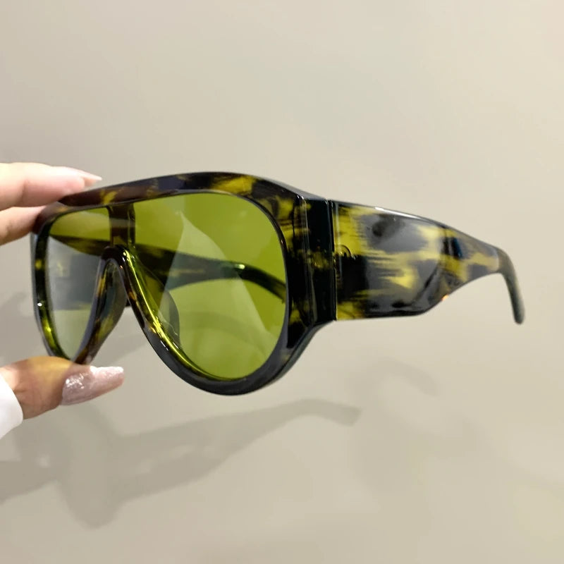 Oversized Sunglasses Pilot Frame Gradient Lenses — Green | KIMLUD
