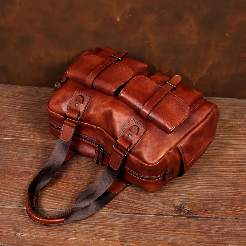 Bags & Handbags Genuine Leather Travel Bag Layered — Black | KIMLUD