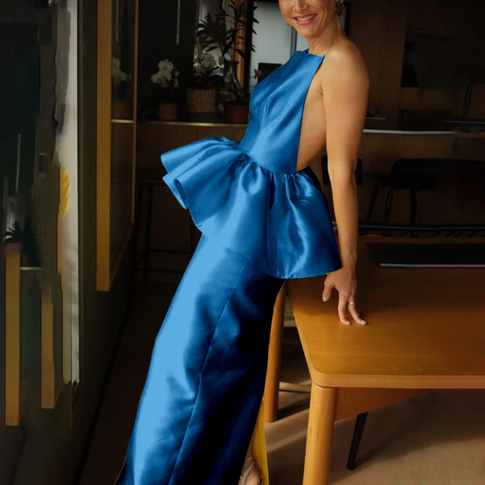 Evening Gown - Strapless Backless - Satin | KIMLUD