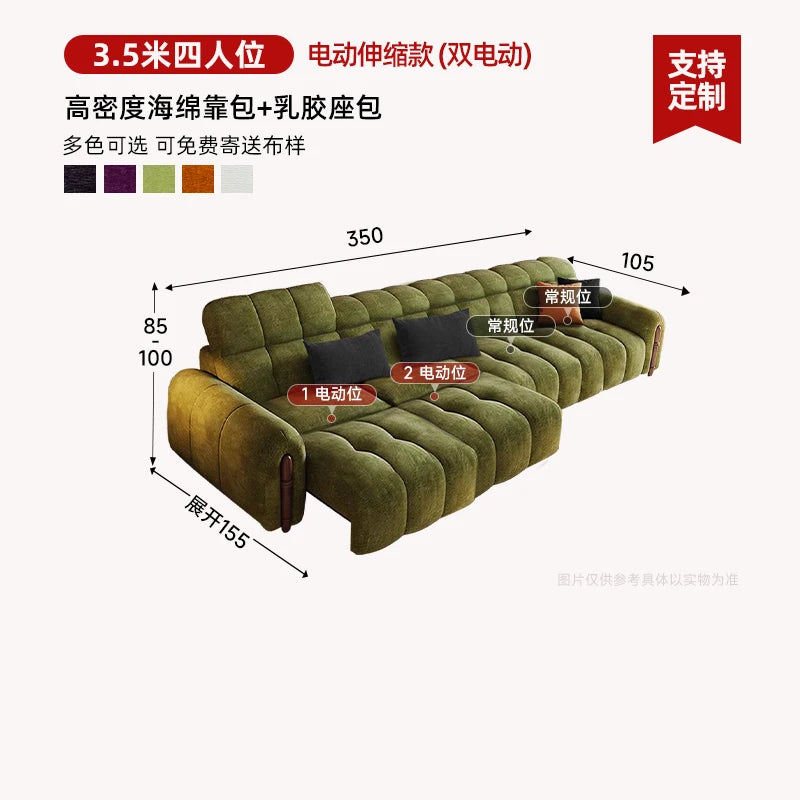 Chinese Style Living Room Sofa Multifunctional Smart Seating — Olive Green | KIMLUD