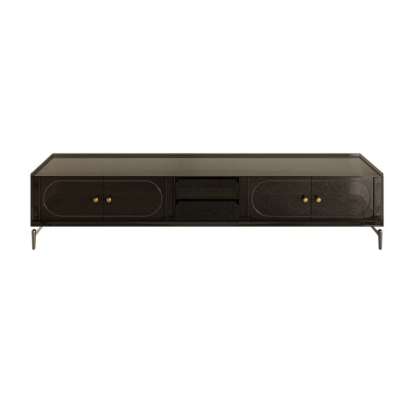 Multifunctional Modern TV Stand With Drawers And Cabinets — Amber Brown | KIMLUD