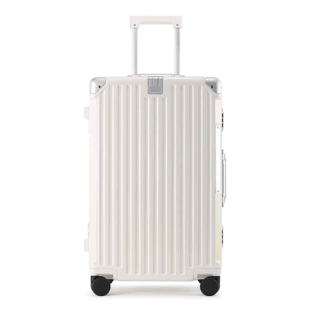 PC Material Rolling Luggage Aluminum Frame — Black | KIMLUD