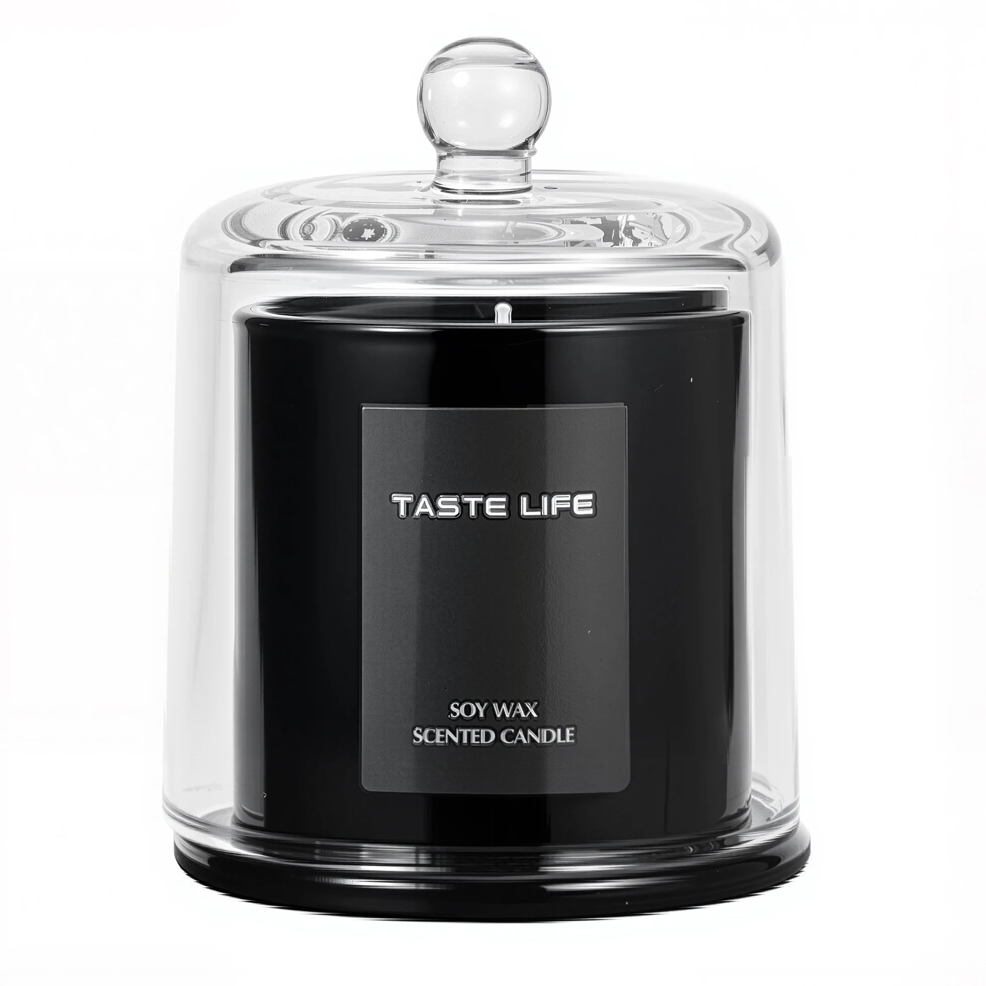 Soy Wax Scented Candle Smokeless Glass Cloche — Black | KIMLUD