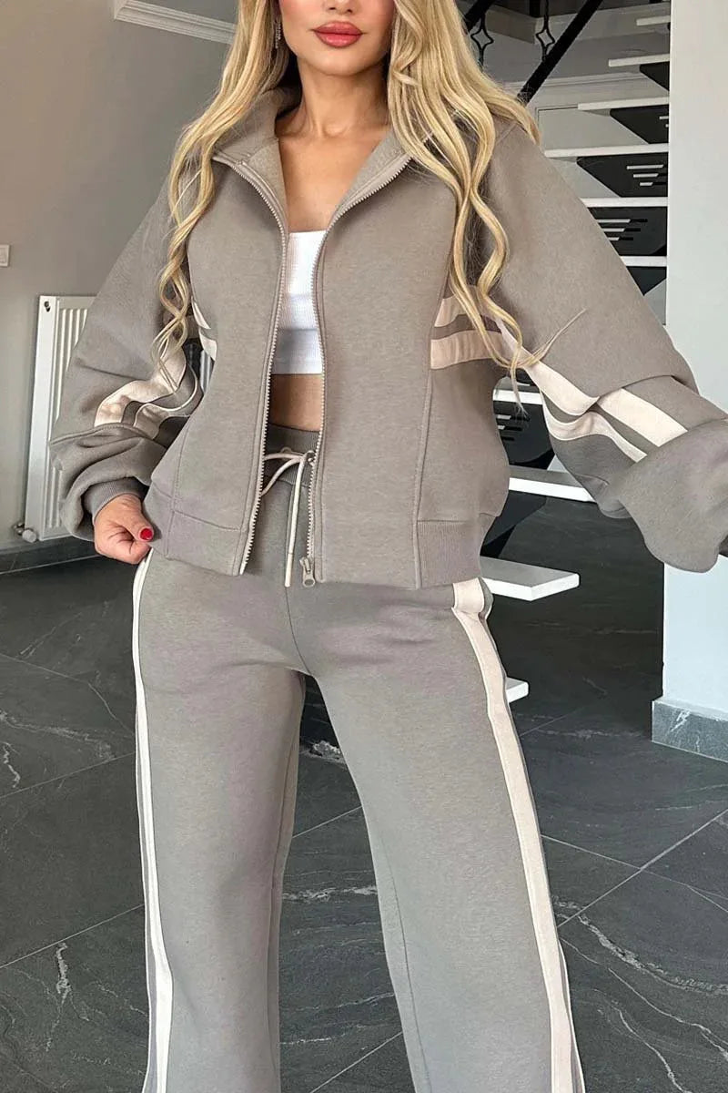 KIMLUD, Women Two Piece Set Pants Sets Striped Jacket Matching Sets Y2k Tops Tracksuit Autumn Spring Long Pant Casual Outfit Suits 2025, KIMLUD Womens Clothes