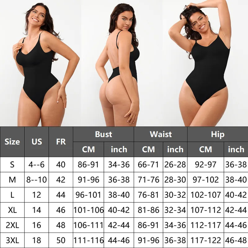 Bodysuit for Women Tummy Control Backless Shapewear Seamless Thong Body Shaper Tank Top - KIMLUD