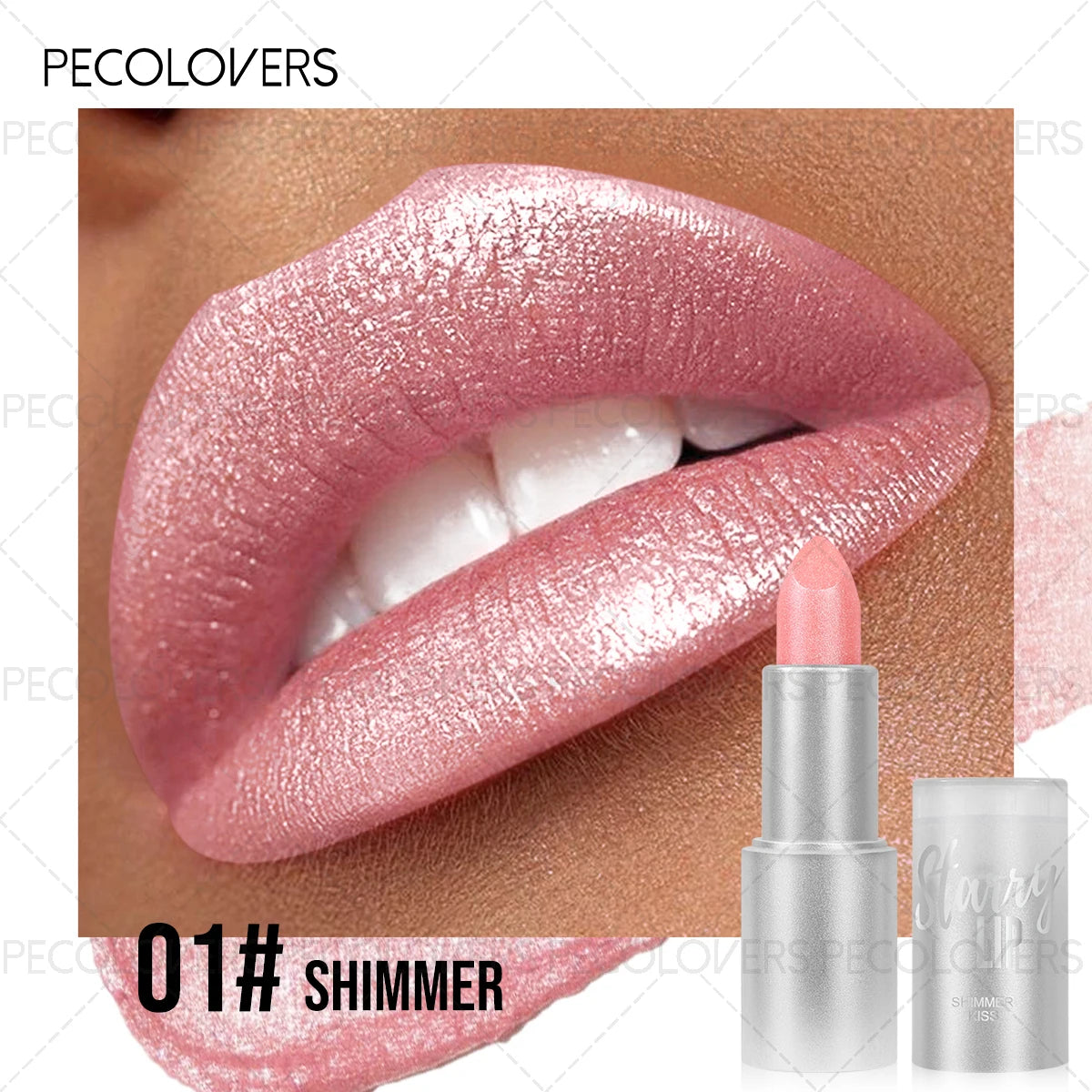 1PC Glitter Pearl, Various Shades, Cream Texture, Non-stick Cup, Sparkling Lipstick, Suitable for Christmas, Halloween Makeup