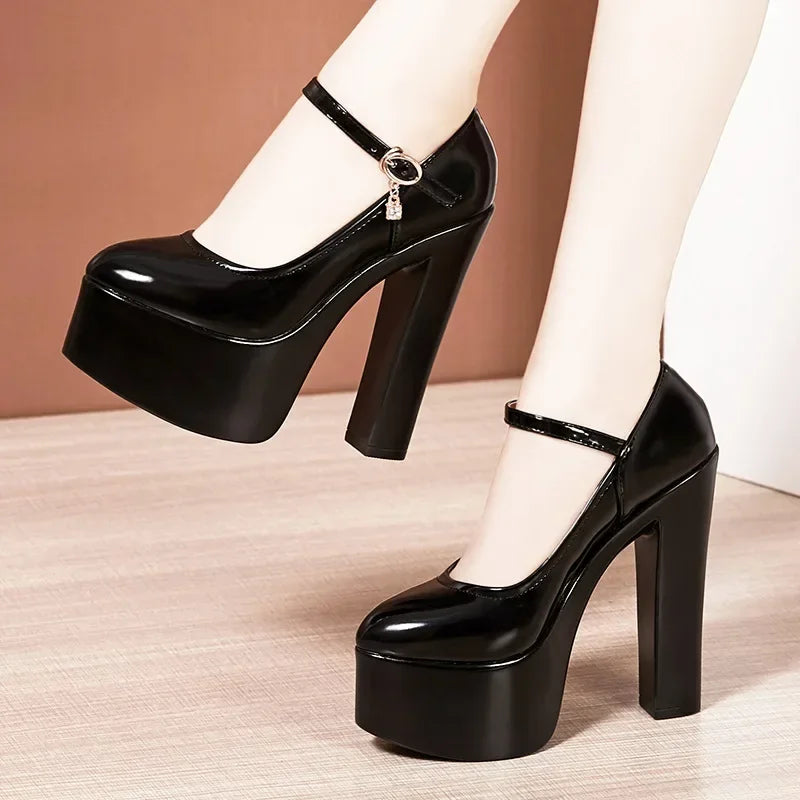 Pumps – Extreme Block Heel Platform – PU | KIMLUD