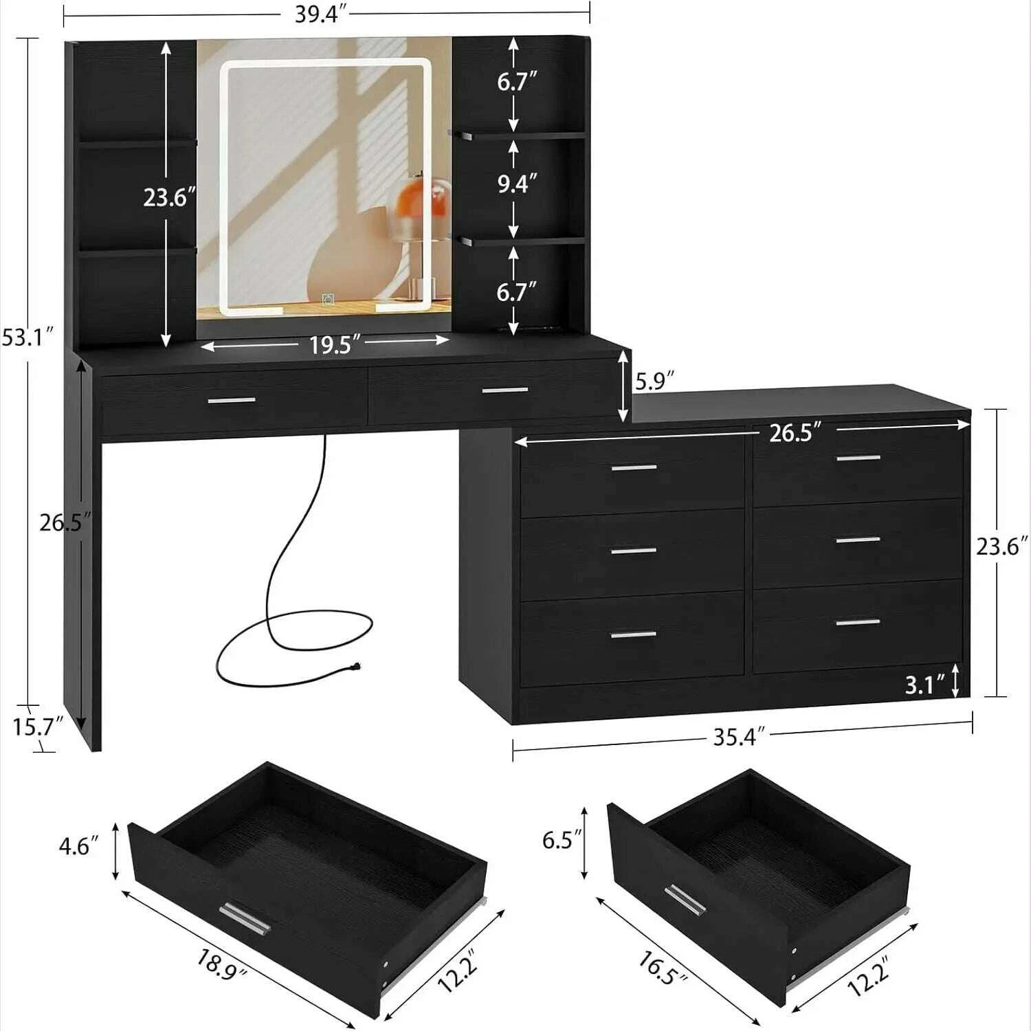 659-vanity-desk-with-led-lighted-mirror-power-outlet-modern-corner-makeup-vanity-table-dressing-table-for-bedroomkimlud-womens-fashion-34600273