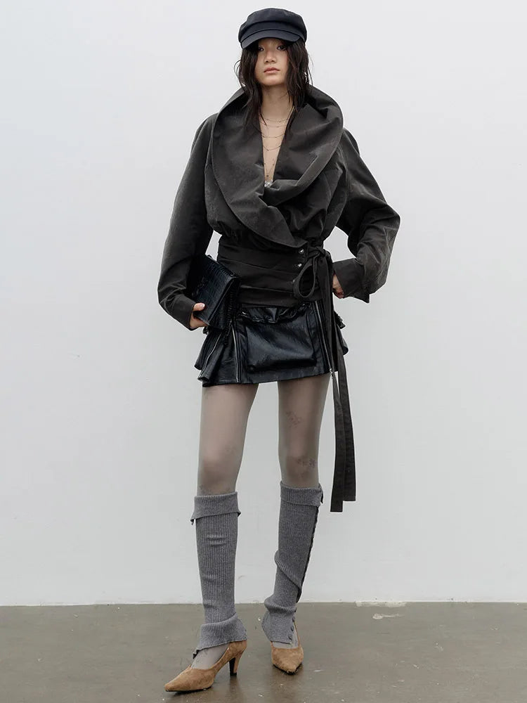 Jacket – Vintage Bandage Flocking – Polyester – Dark Gray | KIMLUD