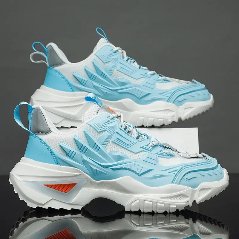 Men's Breathable Sports Casual Shoes Summer Trendy Black Heightening Dad Style Sneakers Mesh Uppers Rubber Soles Comfortable