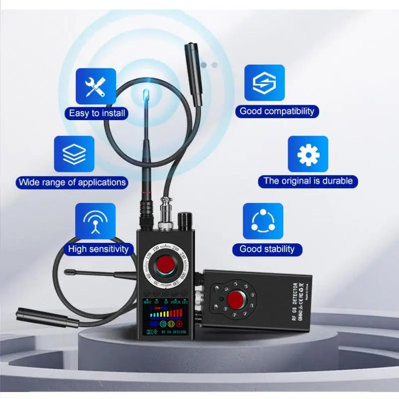 Compact Wireless RF Signal Detector Anti Wiretap Bug Scanner — Black | KIMLUD