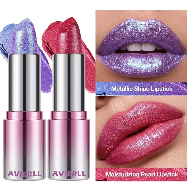 14 Colors Metallic Sparkle Lipstick Polarizing Glitter Shiny Lip Gloss Waterproof Long Lasting Gold Pearl Shine Sexy Lips Makeup
