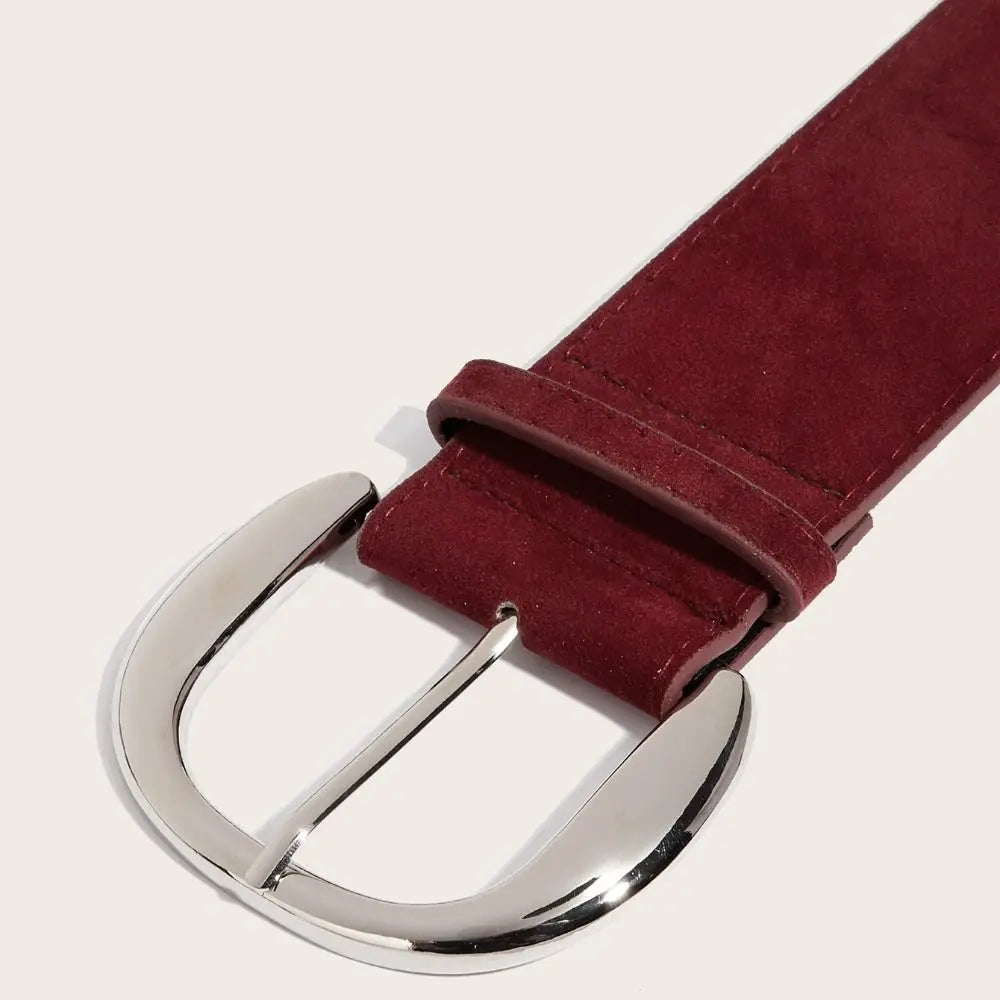 Suede Leather Wide Belt Pin Buckle — Black | KIMLUD