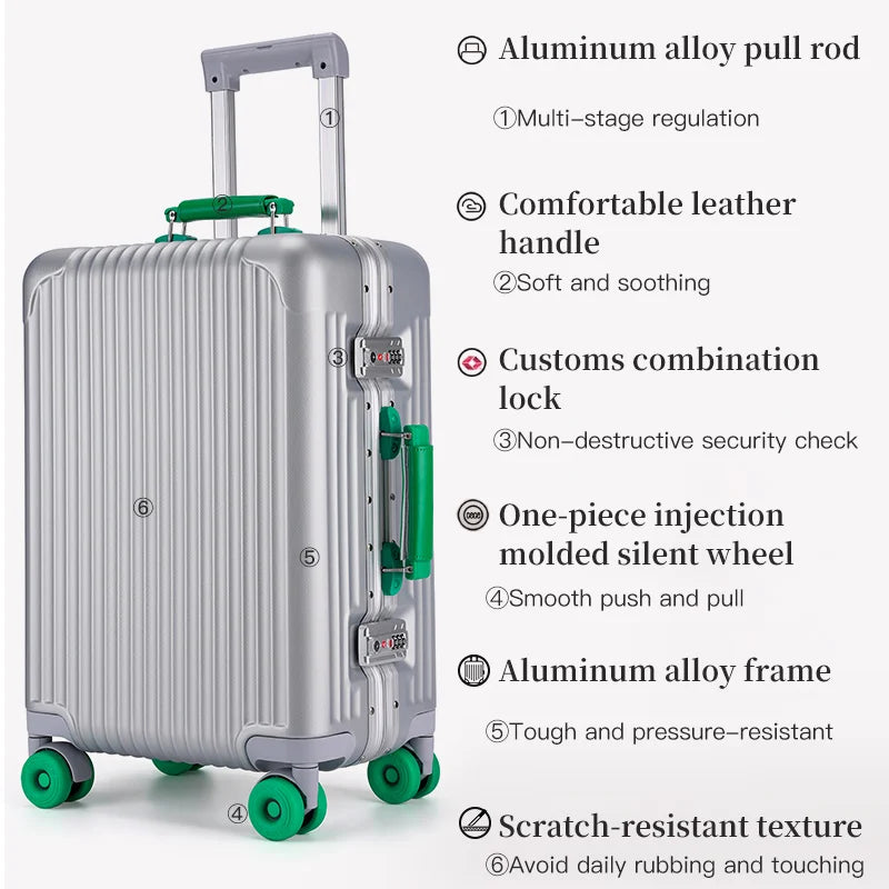 20 - inch Wide - handle Simple Student Luggage, 24 - inch Large - capacity Men's Travel Suitcase, 26 - inch Aluminum - frame Rol