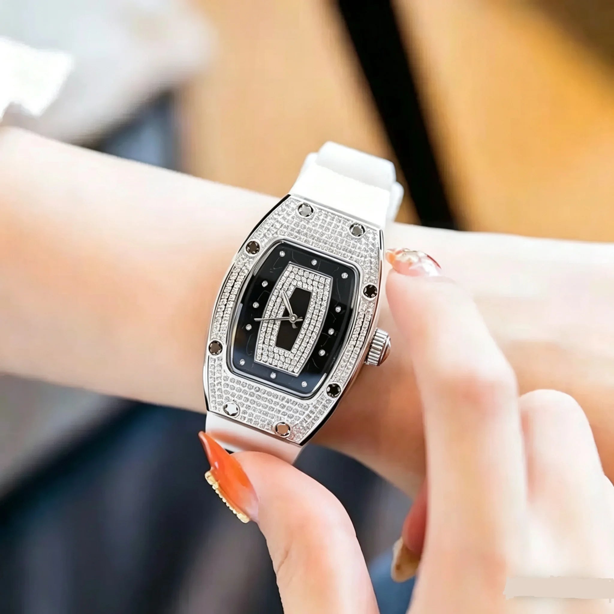 Silicone Tonneau Luxury Watch — Rose Gold | KIMLUD